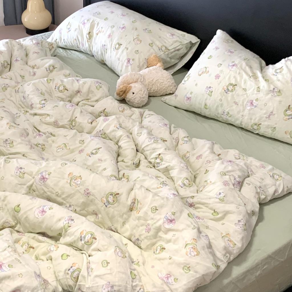 Live Broadcast Explosion Class A Maternal And Infant Grade Cotton Pure Cotton Double-Layer Yarn 4-Pcs Set Student Children'S Dormitory 3Pc Quilt Cover