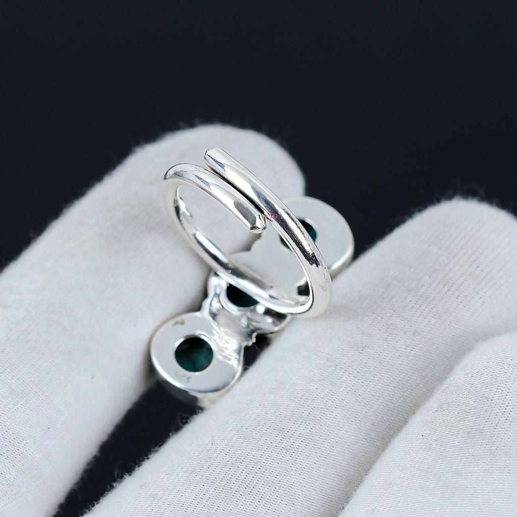 Santa Rosa Turkos Justerbar 925 Sterlingsilverring - Passar US Storlekar 6 till 10 - Handgjorda Boho Smycken för Kvinnor & Män, Valentingåvor