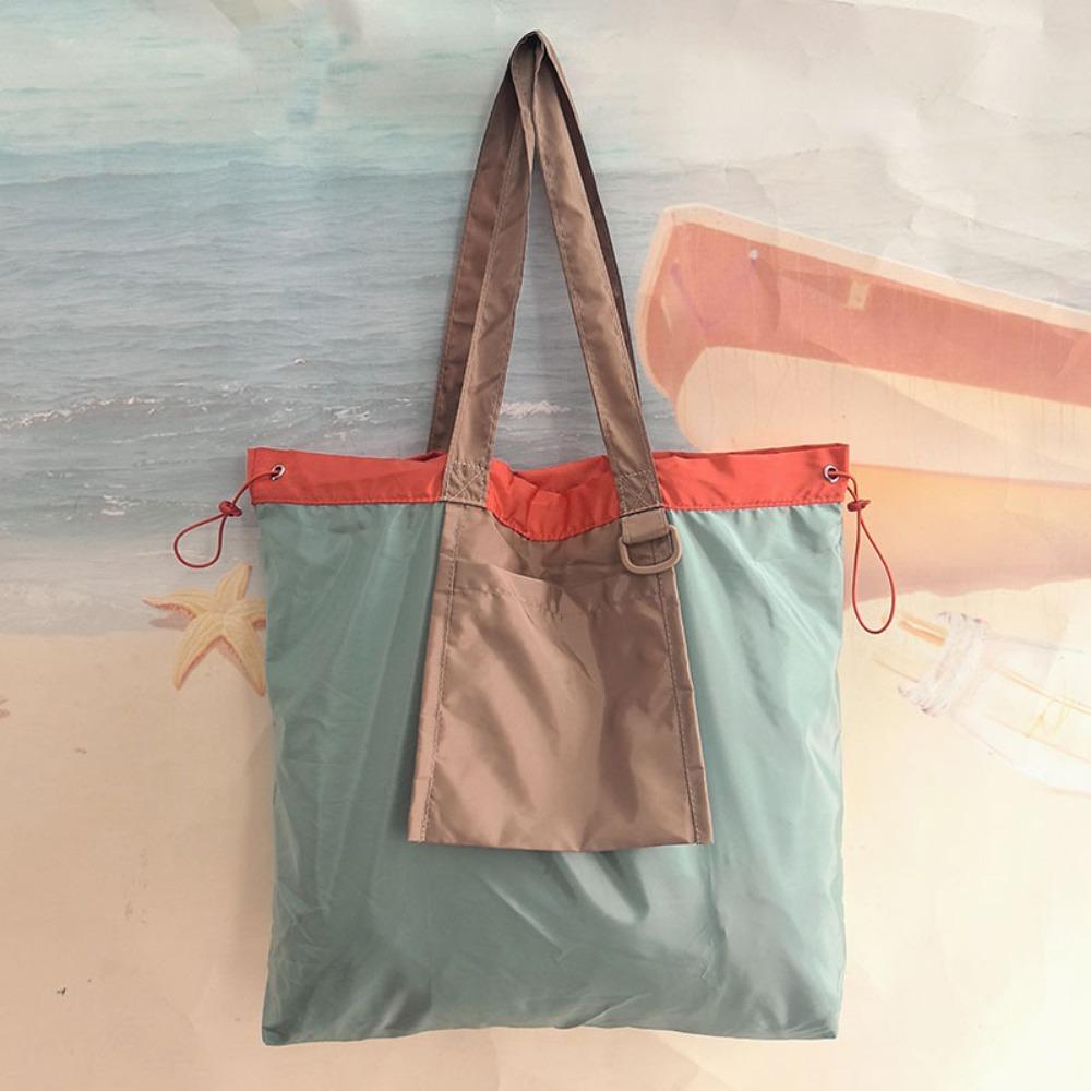 Reusable Foldable Shopping Bag Large Capacity Drawstring Handbag Durable Tote Bag  Outdoor