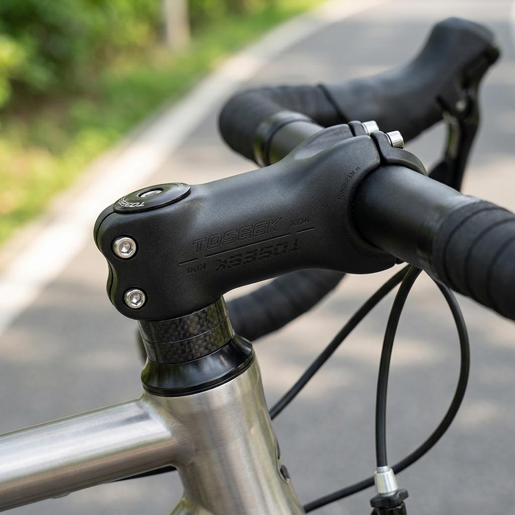 TOSEEK T700 Carbon Fiber Road Mountain Gravel Bike Stems 31.8mm Handlebar Clamp 28.6mm Steerer Clamp 6/17 Degree Bicycle Stem