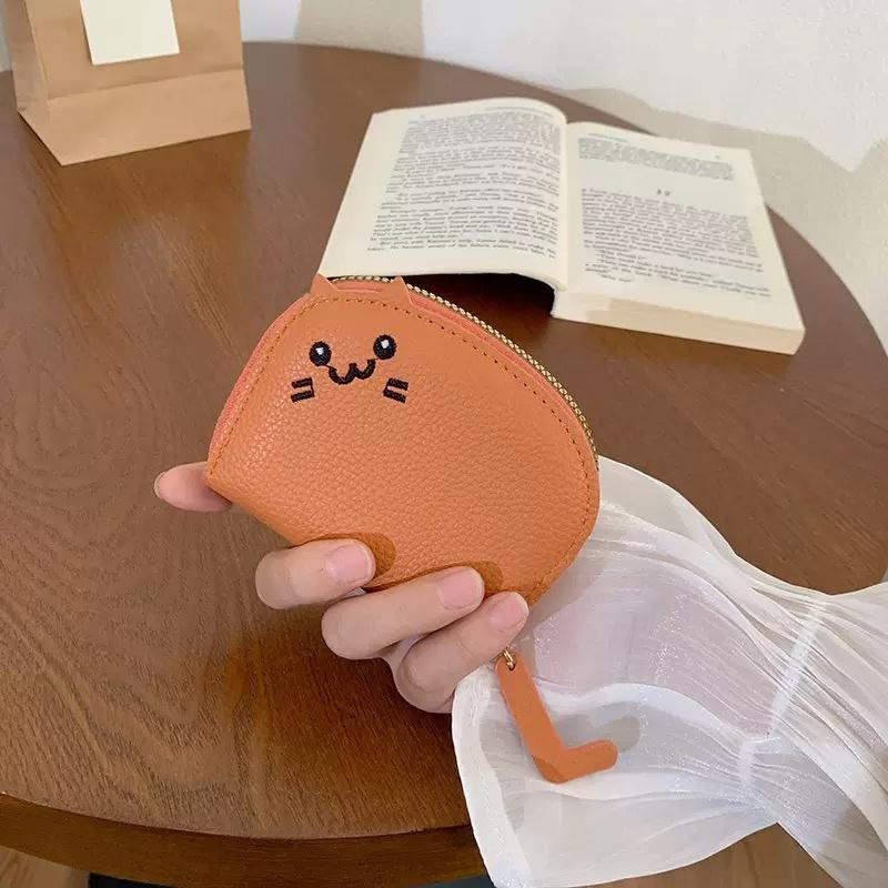Cartoon Cat Shaped Design Wallet Women's Multi-card Slots Holder Cute Fashion Faux Leather Coin Purse Creative ID Card Holder