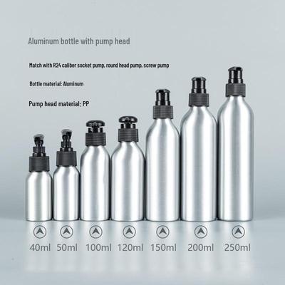 Refillable Press Pump Aluminum Bottle, 40ml-250ml for Lotion, Hand Sanitizer, Hair Spray, and Shower Gel