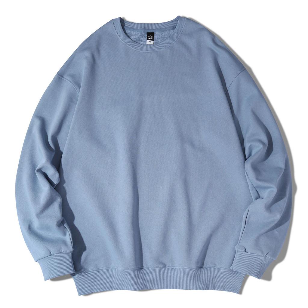 Herren Einfarbig Rundhals Baumwoll-Sweatshirt Jugend Lockerer Pullover Langarm-Oberteil