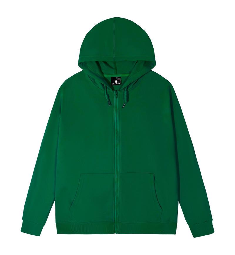 Unisex Loose-Fit Zipper Hoodie - Plain Color, Drop Shoulder, Medium Weight, Spring/Autumn Style for Couples. 2XL