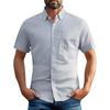 Men's Summer Oxford Cotton High-Quality Solid Color Short-Sleeved Shirt