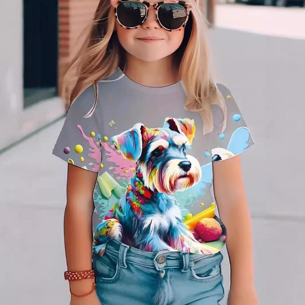 New summer girls short-sleeved T-shirt animal 3D digital printing trend casual loose tops
