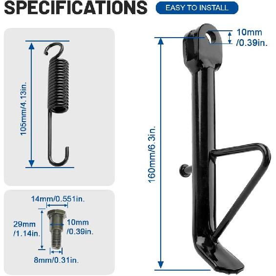 Three T 16cm Universal Motorcycle Kickstand Foot Side Stand Support For ATV Pit Dirt Bikes Off-road Vehicles Scooter E-Bike