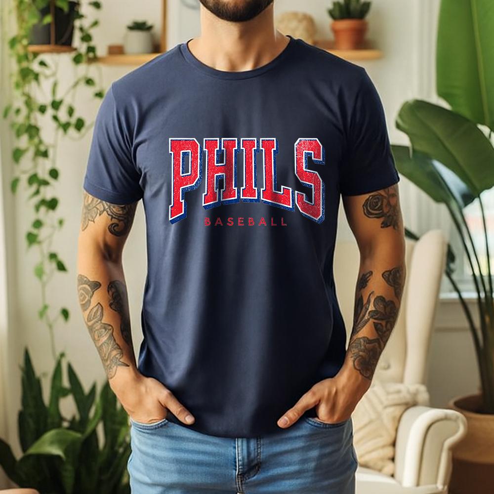 New Summer 100 Cotton Phils Baseball Graphic Oversized Tee Phils Baseball Retro Sporty Style Themed Short Sleeve