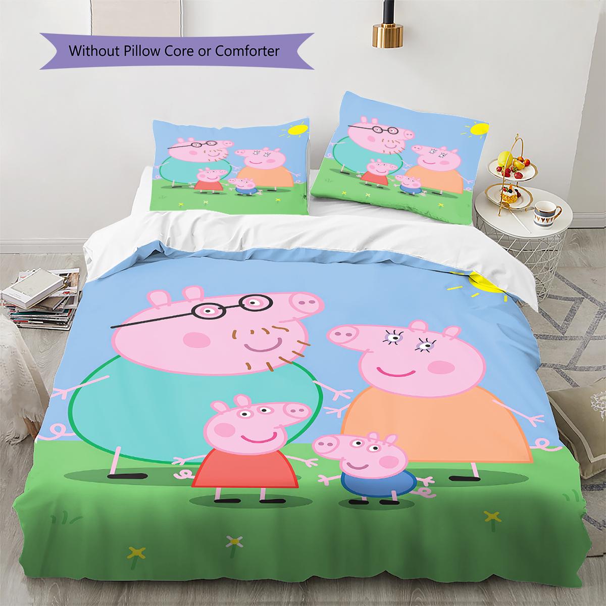 

Рожева свинка Мультяшний візерунок Комплект постільної білизни Ковдра Покривало Наволочка Домашній декор Подарунок (1 * підковдра + 2 * наволочка, без наповнювача) 260x240cm