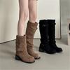 Suede Maillard Boots Long Boots Women's New Pile Boots Wasteland Thick Heels