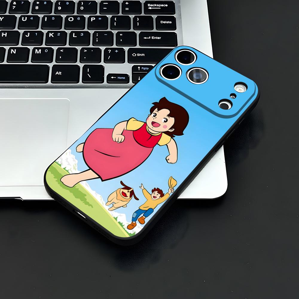 Heidi Cartoon Phone Case For IPhone 17 Air 16 E Pro Max 15 14 13 Mini 12 Pro 11 Max Plus Black Soft Shell