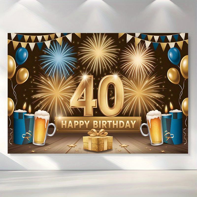 40. Geburtstag Party Hintergrund Polyester Banner Fotokabine Dekoration 109