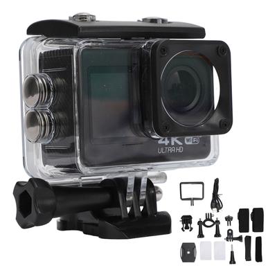 4K Action Camera Multifunction 98.4ft Depth Waterproof WiFi Prevents Shake Dual Screen Sports Video Camera for Outdoor