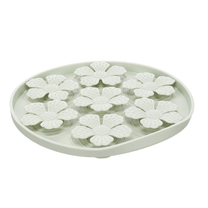 Tapis à lécher Fleur Rond 20 cm Vert