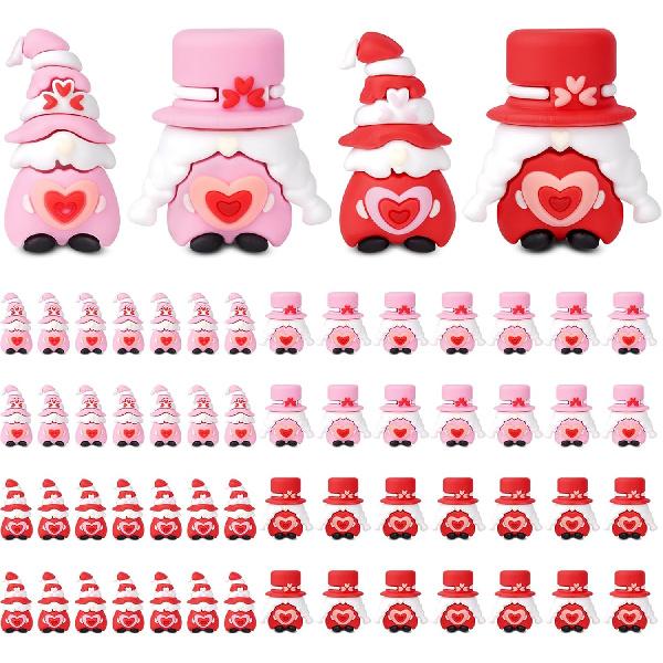 60 Pcs Mini Gnomes Figures,Valentines Day Tiny Gnomes Figurines for Valentines Day Gifts,Valentines Gnomes Statues for Valentines Party Favors Home