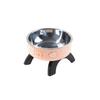 Stainless Steel Elevated Pet Cat Bowl with Printed Design and Non-Slip Raised Stand Suitable for Indoor Use