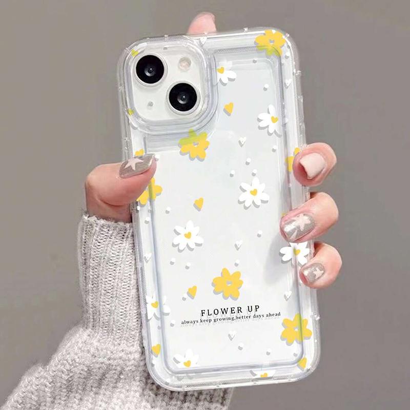 Petite flower sunflower Phone case iPhone 15 Pro Max 11 12 13 16 14 Plus 7 8 XS Silicone Shockproof Case Lens protector shell