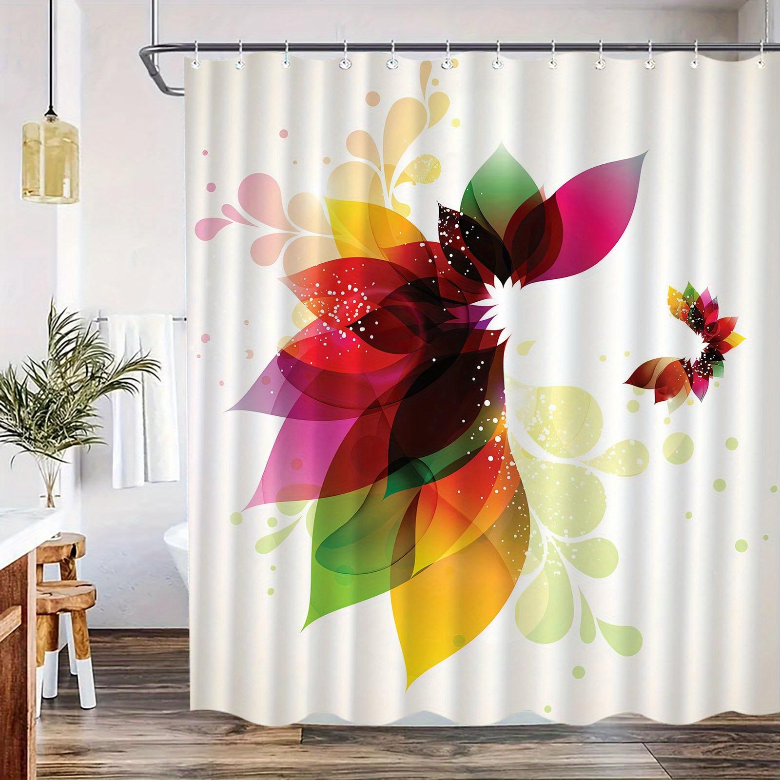 

Light Luxury Petal Pattern Shower Curtain – High-End Floral Design, Polyester With Hooks, Machine Washable Bath Decor W60H190(CM)-1 Pcs