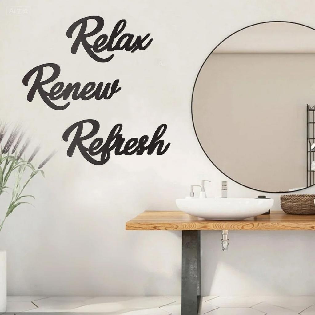 3 Pieces Bathroom Decor Wooden Bathroom Sign Relax Refresh Sign