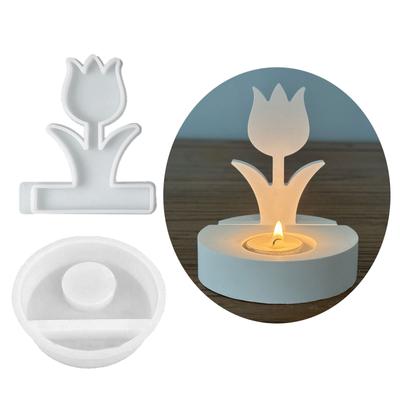 Tulips Candle Holder Resins Moulds Flower Candlesticks Castings Molds Candle Holder Silicone Molds Table Decorations