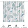 Blue Green Leaves Shower Curtain Waterproof Decorative Bath Room Plastic Hook Ring Set Home Decoration (60X72In)