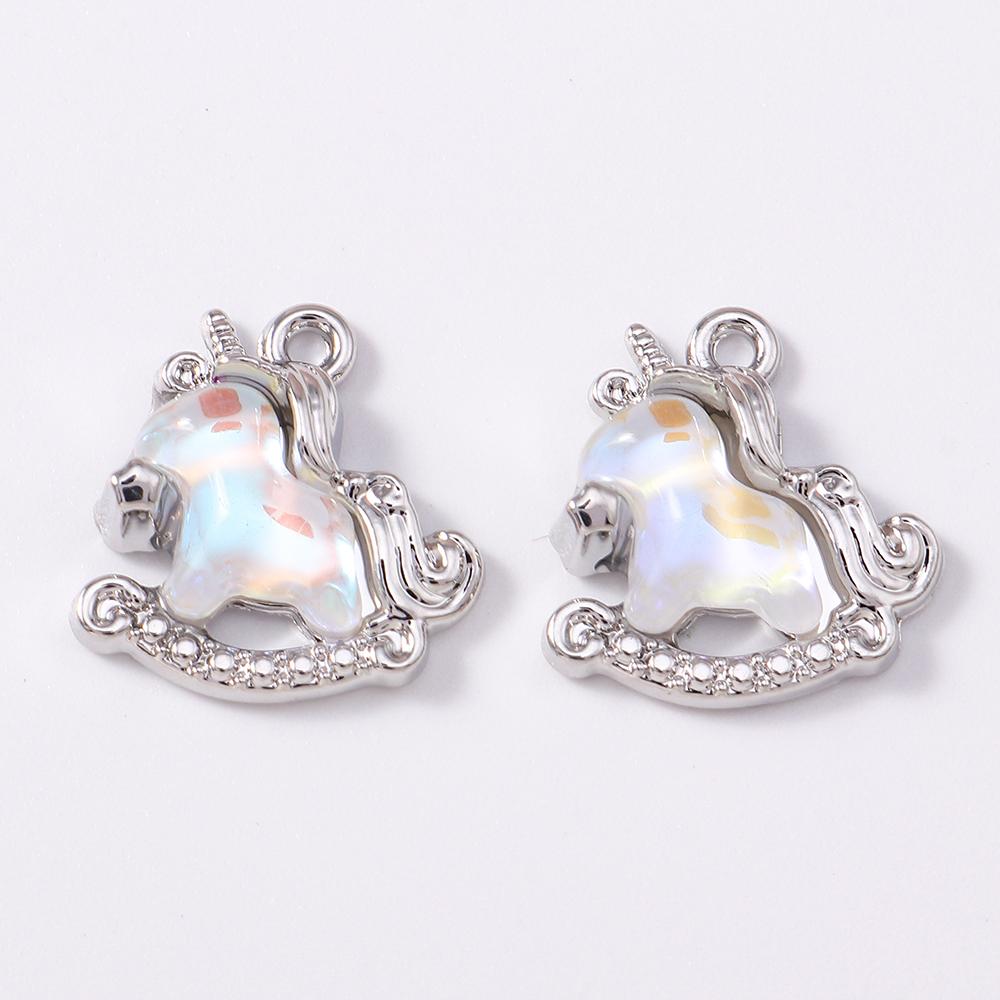 5pcs Cute Crystal CZ Rocking Horse Pendants Charms for Jewelry Making Necklace Earrings Bracelet DIY Handmade Accessories