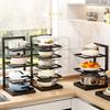 1 piece of highly adjustable three-layer and four-layer pot rack, storage rack, and kitchen utensil storage rack under