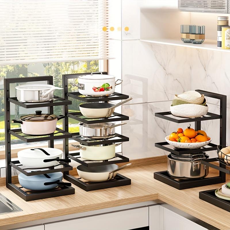 1 piece of highly adjustable three-layer and four-layer pot rack, storage rack, and kitchen utensil storage rack under