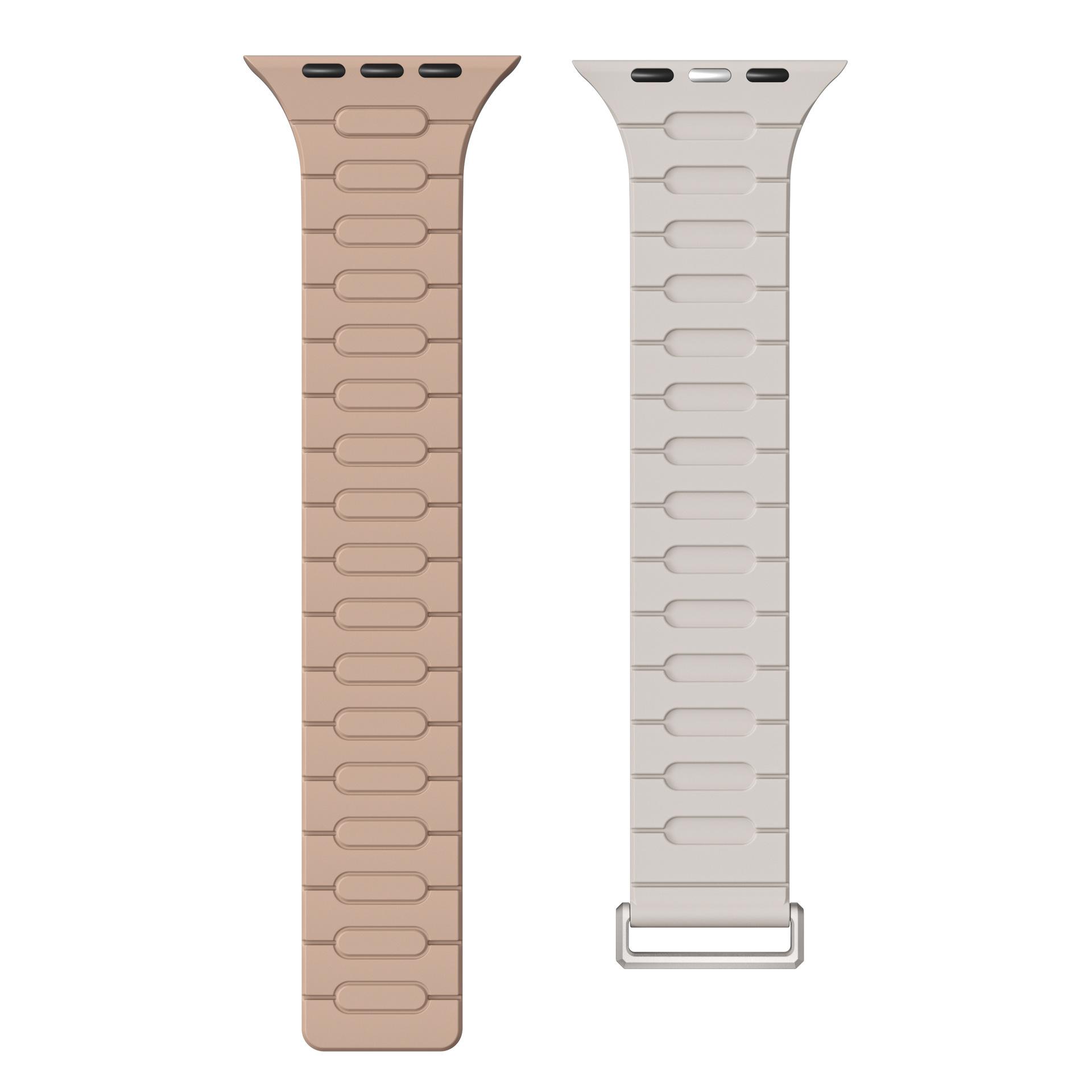 

Силиконовый ремешок для умных часов с магнитной застежкой 40/41/42 мм, ремешок 44/45/46 мм/49 мм для Appl Watch Series 11/10/9/8/7/6/Ultra 3/SE 3 49/46/45/44mm бежевый/коричневый