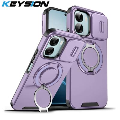 KEYSION 360° drehbarer Ringständer Handyhülle für OPPO A6x 5G A6 A6t Pro A6s 5G Schiebefach für KameraSchutz Magnetische Stoßfeste Abdeckung
