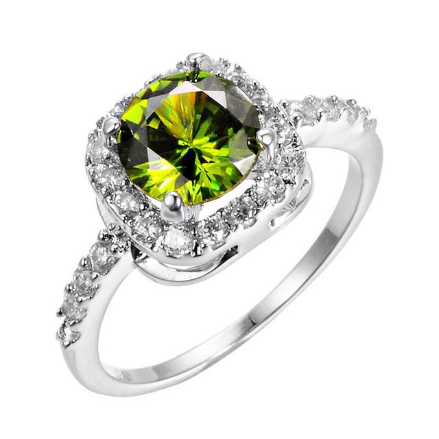 

Cellacity Geometry Серебро 925 Ювелирные Изделия 7 Цветов Выбор Драгоценных Камней Кольцо для Женщин Классический Дизайн Женские Подарки На Помолвку Размер 5-10 9 зелёный