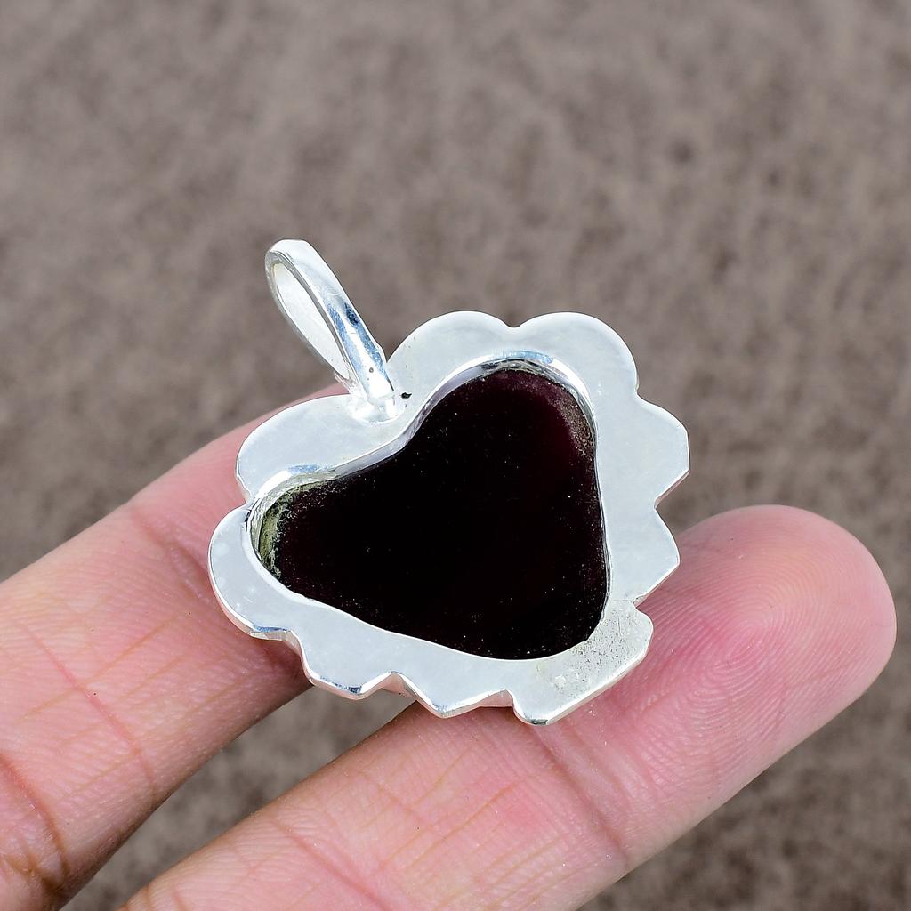 Garnet Gemstone Handmade 925 Sterling Silver Jewelry Pendant 1.58" KKG-552