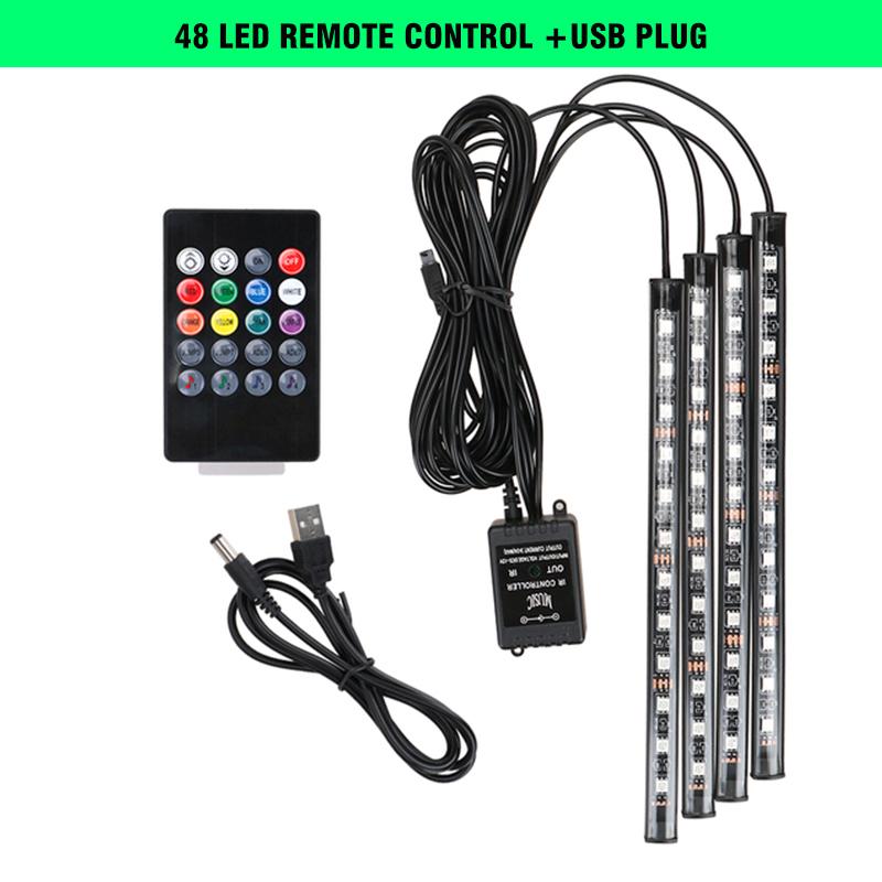 4 In 1 Car Foot Led Lights 72 LED Auto Interior Atmosphere Lamp With App Remote Rgb Auto Neon Ambient Light Car