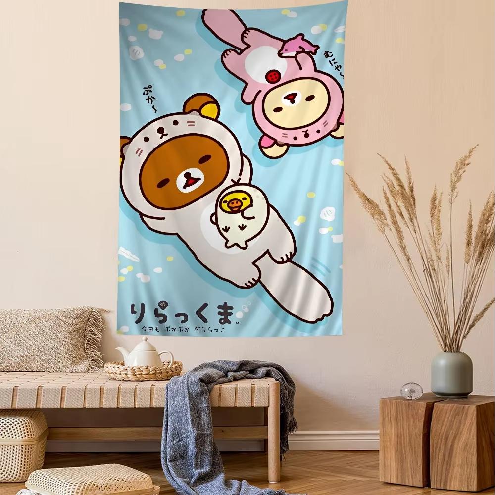 New Cute Rilakkuma and Friends Tapestry - Cozy Cartoon Decor for Kids Room, Adds Joy, Comfort, and Playful Charm Home Tapestry