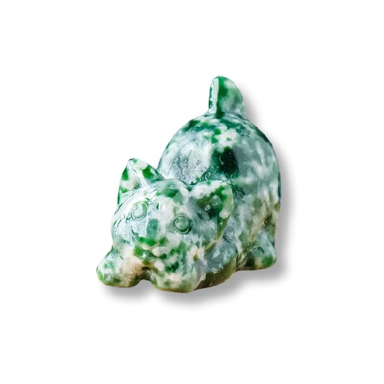 Kristall Katzen Statue Geschnitzter Stein Tier Miniatur Figur Ornament für Heimdekorationen Symbol für Schutz und Glück