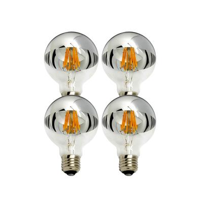 KY LEE LED Filament Light Bulbs, G80 Base, 2700K Warm White, 8W (60W Incandescent Equivalent), Stylish, Ambient Lighting, Half Chrome, for Home
