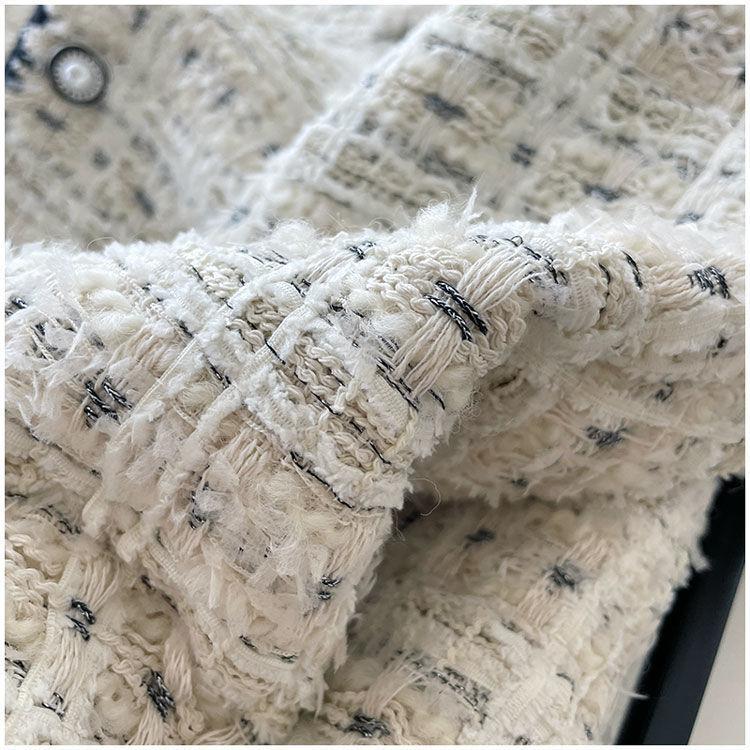 Frühlings-Herbstjacken-Design Mode Süße Tweed-Blazer Damen Französisch Elegant Büro Dame Wollene Kurze Anzugmäntel