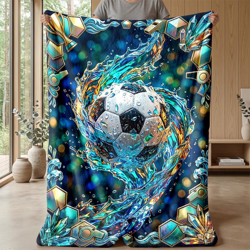 Soccer Ball in Water 1 Theme blanket Lightweight Warm Flannel Blanket Decorative Throw Blanket for Home Decoration