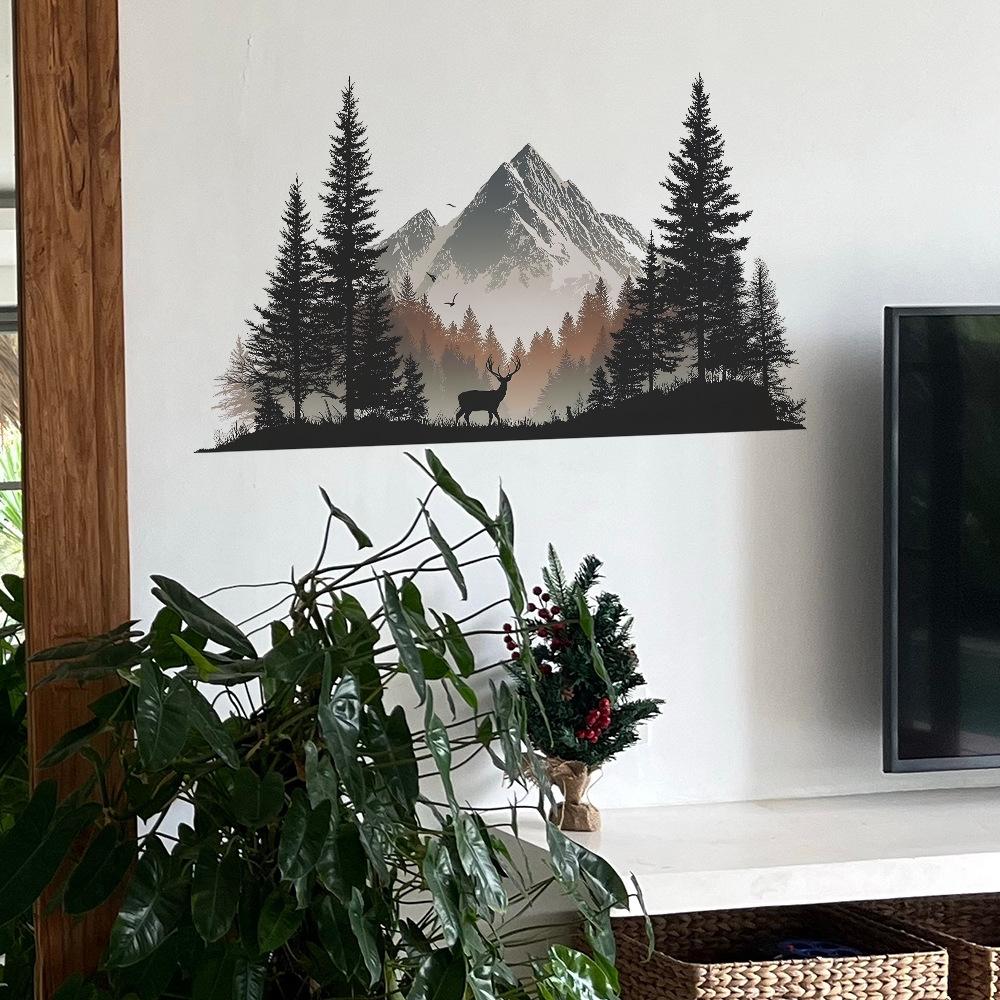 Creative Simulation 3D Green Pine Snow Mountain Bedroom, Living Room and Home Decoration Wall Stickers