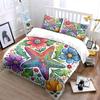 Colorful Starfish with Vibrant Flowers Print Bedding Set 1 Duvet Cover 2 Pillowcases for Adult and Children Luxury Gift
