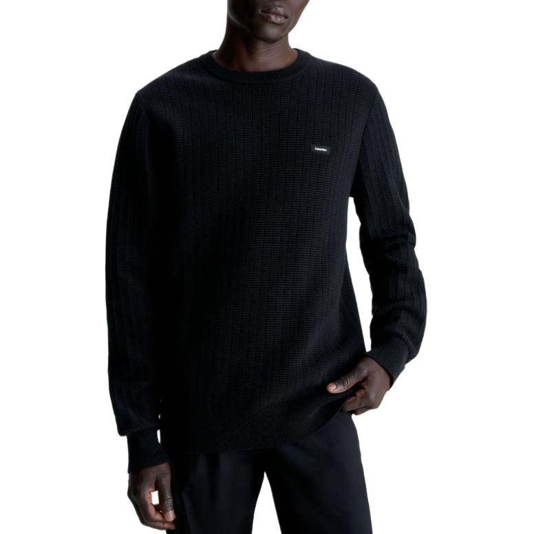 Calvin Klein Solid Logo Crew Neck Pullover Long Sleeve Sweatshirt Men sweatshirt Black K10K111946-BEH S