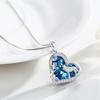 Charm Female Crystal White Blue Moon Stone Heart Pendant Necklace Vintage Silver Color Wedding  For Women