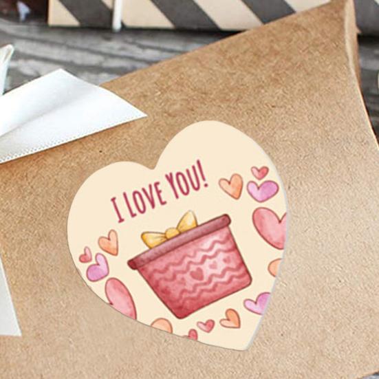 1 Roll Label Sticker Self-adhesive Strong Stickiness Thank You Heart Pattern Sticker Snowflake Label for Valentine's Day