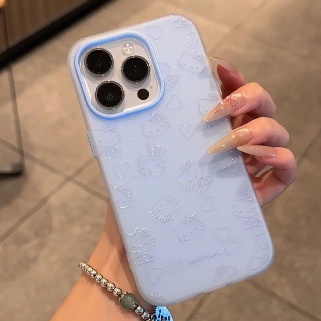 Use large hole Apple 11promax mobile phone case iPhone11 matte line Hello Kitty Jelly 2-in-1