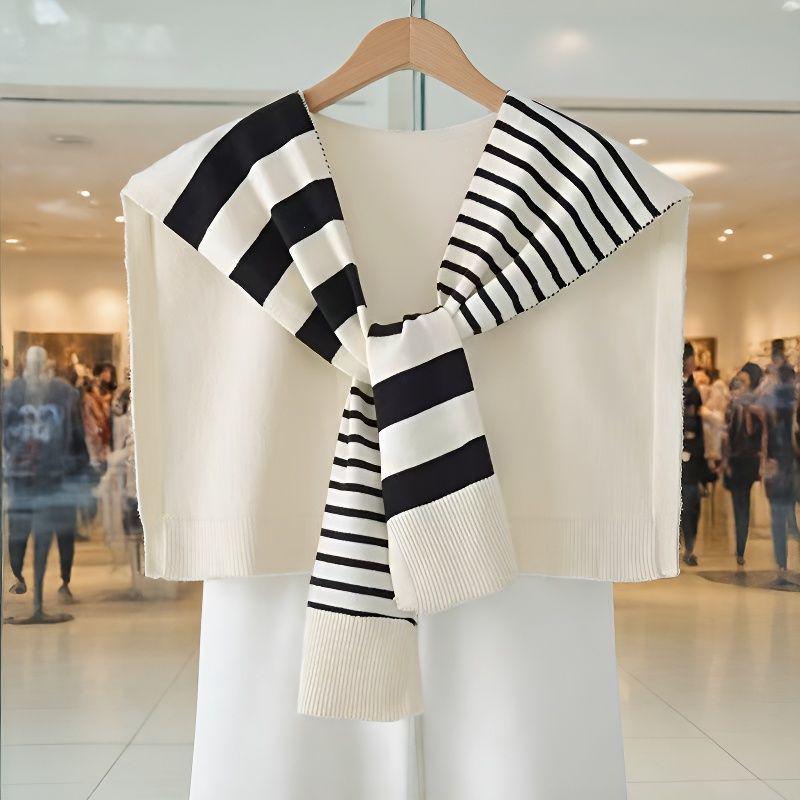 Korean-Style Striped Shawl Shirt: Versatile Summer Sun Protection and Travel Cover-Up