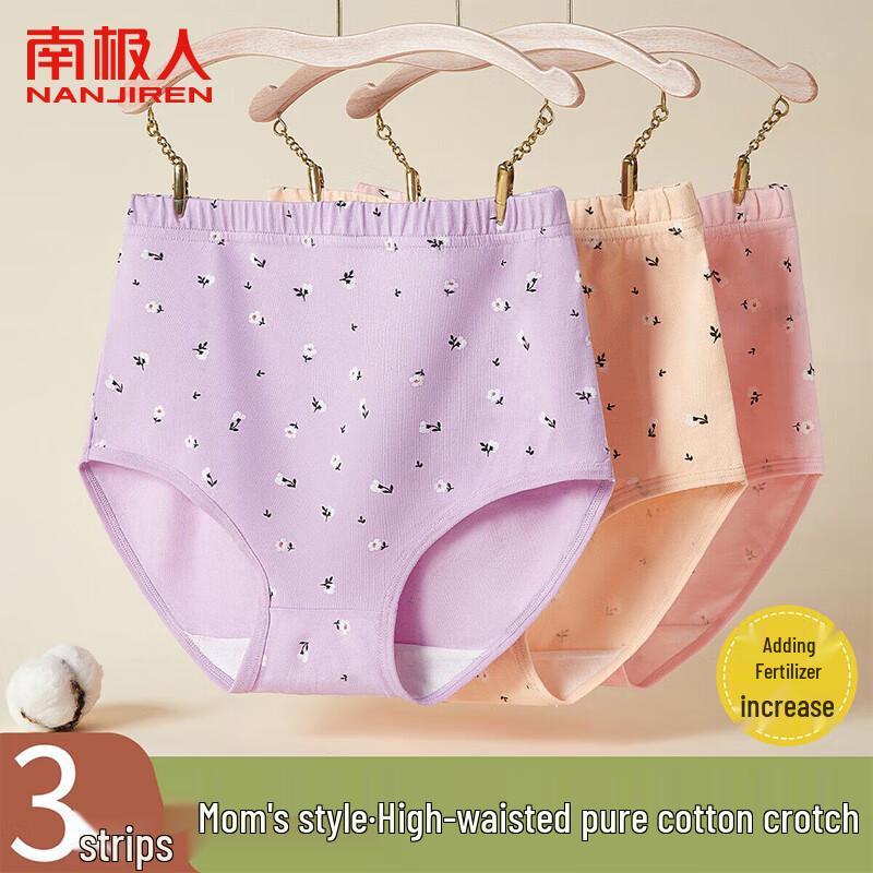 Nanjiren Women's High Waist Cotton Antibacterial Briefs 4-Pack