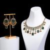 Retro Indian-Style Rhinestone Necklace & Earring Set with Tassel Clavicle Chain