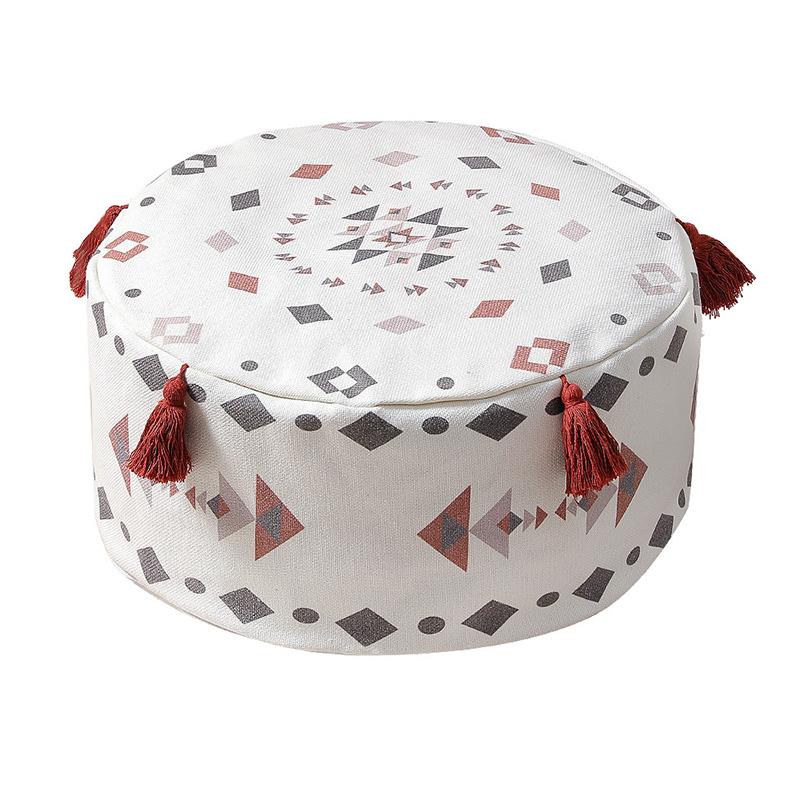 Nordic Boho Unstuffed Ottoman Cover Round Pouf Seat Cushion Tatami Floor Sitting Pier Foot Stool Cover Balcony Living Room Decor