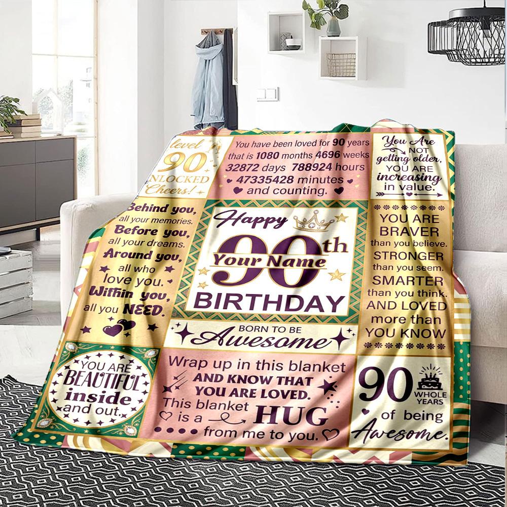 90Th Birthday Celebration Personalized Name Blankets Soft And Comfortable Against The Skin Naps And The Office A Wonderful Gift For Friends Family And
