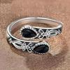 Fashion Adjustable Ring for Women Ladies Moonstone Spoon Ring Victorian Retro Relief Bow Posy Finger Ring